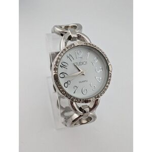 Studio Time Silver Women's Bangle Band Watch 30mm Case Crystals- New Battery